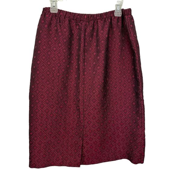 2/$15 Vintage 90s Leslie Fay Midi Skirt Burgundy Red Pull On Size 16 - Picture 3 of 6